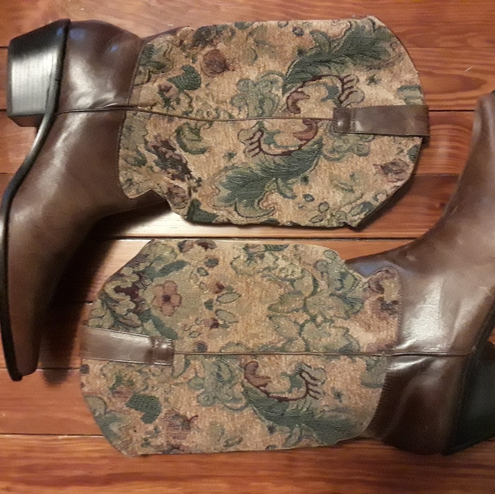 Matisse Brown Leather Tapestry Boots